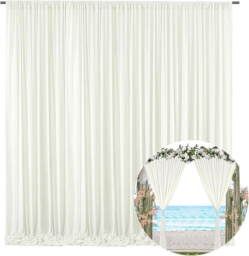 10 x 10 Feet Ivory White Backdrop Curtain by ZEBMOON