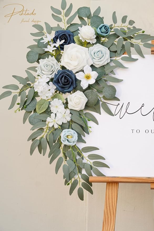 Faux Flower Swag Set of 2 for Wedding Welcome Signs Floral Swag Wedding - Image 6