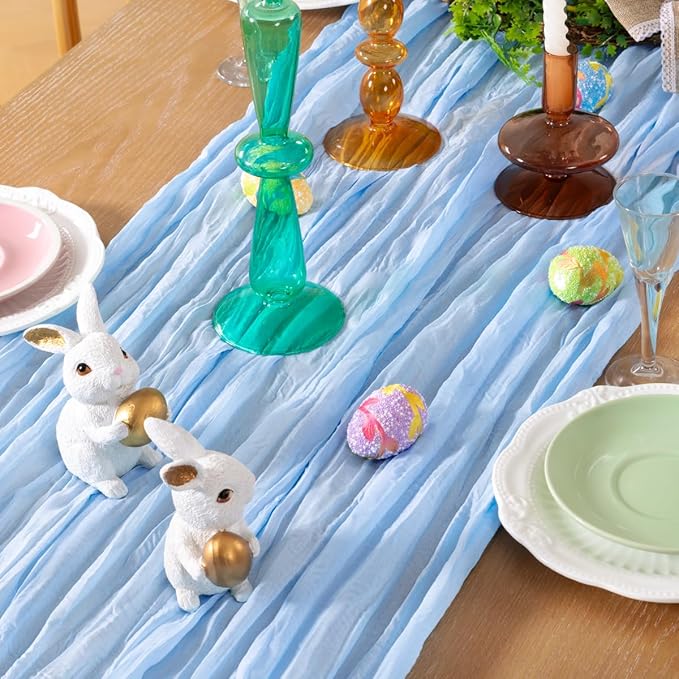 Baby Blue Cheesecloth Table Runner 10 Pack Fall Table Runners Boho Gauze 120 - Image 2