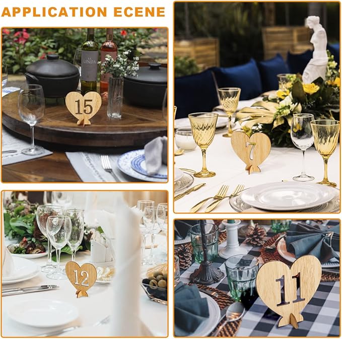 Heart Shape Wooden Table Numbers 1-20 - Image 7