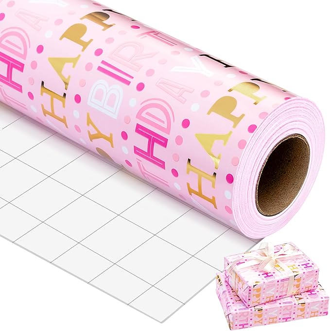 Yarcony Girl Birthday Wrapping Paper Roll, Baby Shower - Image 8