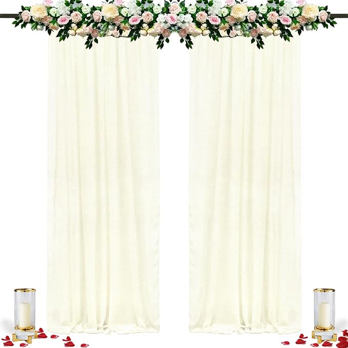 DUOBAO Ivory Sheer Chiffon Backdrop Curtains 108"" Long | 2 Panels | Perfect by DUOBAO