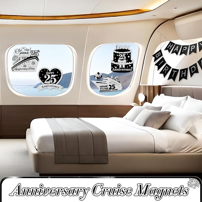 4 PCS Large 25th Anniversary Cruise Door Magnets Decorations Happy 25th - Image 4