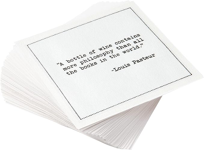 Five Star Napkins Literary Bar Quotes White Cotton Cocktail Napkins, Beverage by FiveStarNapkins
