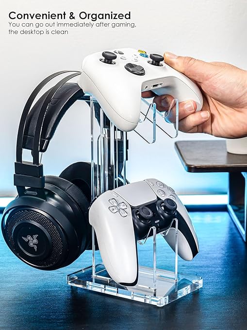 OAPRIRE Headset and Controller Stand, Space-Saving 2 Tier Game Controller Holder - Image 5