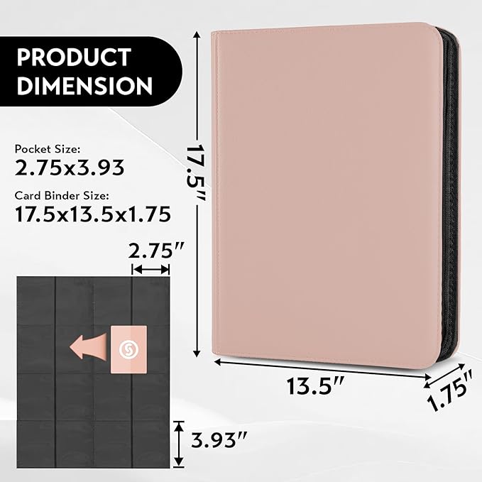 1000+ Pockets Trading Card Binder, Premium 16 Pocket Card Binder, Ringless Side - Image 3