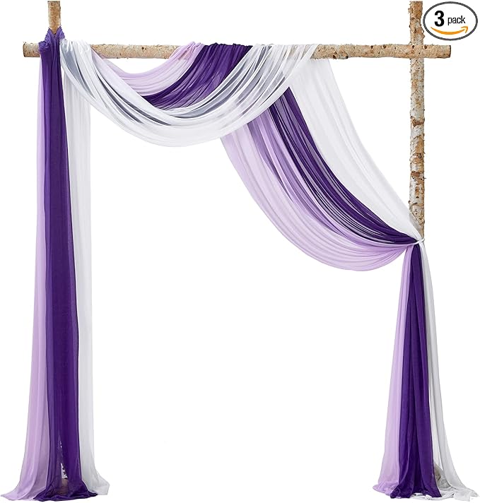 TINGE TIME 3 Panels Wedding Arch Draping Fabric by TINGETIME
