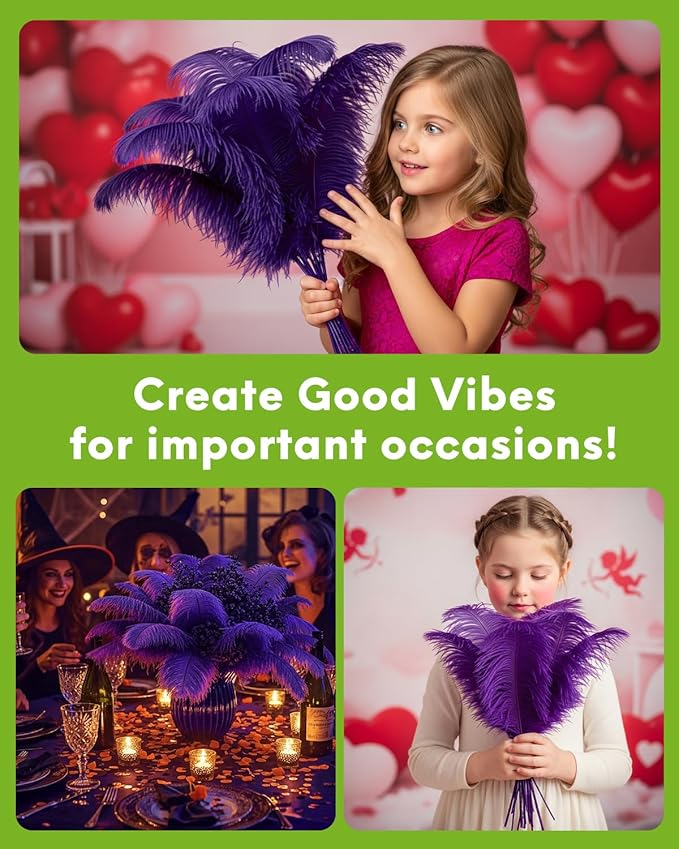 NEWONG 30pcs Purple Ostrich Feathers Natural Bulk 11-14inch Vase Craft Wedding - Image 3