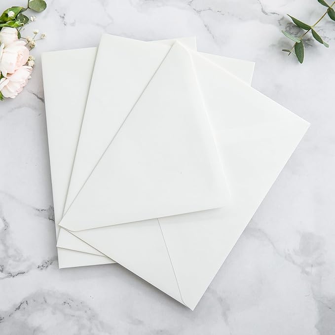 PONATIA 50PCS A7 Euro Flap Ivory Envelope, 5.25 x 7.25'' Wild Flowers Liner - Image 6