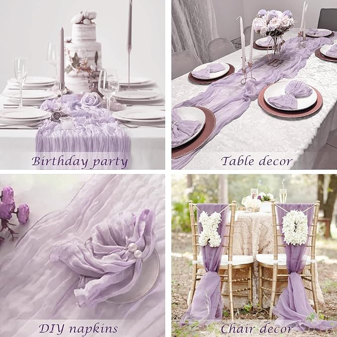Lilac Purple Cheese Cloth Table Runner Boho Romantic 10ft Gauze Cheesecloth - Image 7
