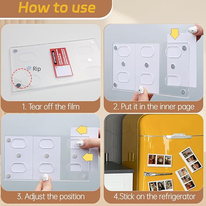 4Pack Magnetic Refrigerator Acrylic Picture Frames fit 3PCS Photos of Mini 2x3 - Image 7