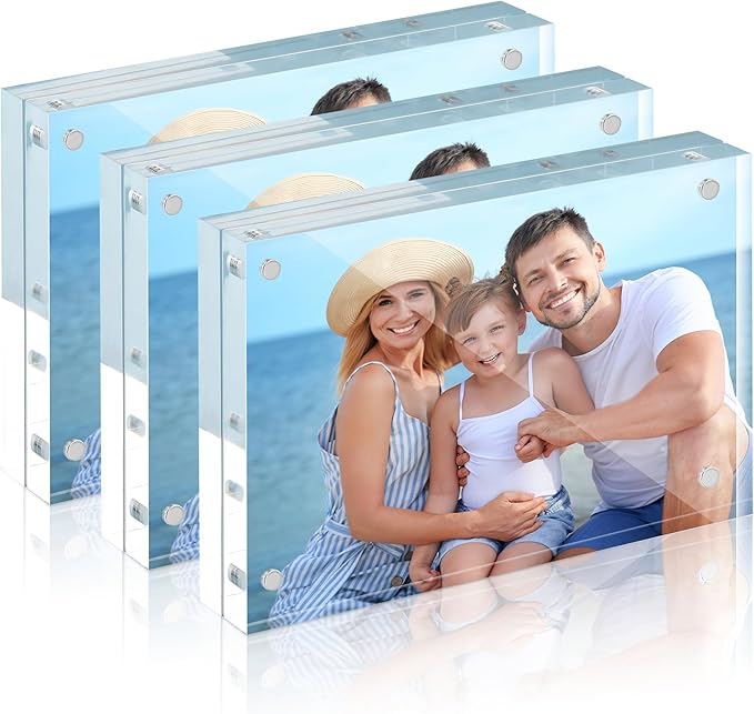 HOUSE DAY Acrylic Picture Frames 4x6, 3 Pack Magnetic 4 x 6 Picture Frame by HOUSEDAY