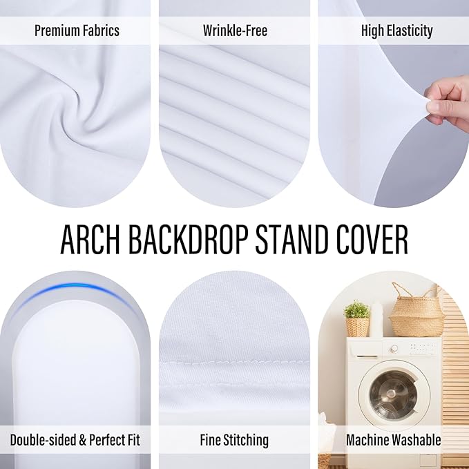 LEBENGURU Upgraded 5FT Wedding Arch Cover, Round Top Chiara Stand Covers - Image 2