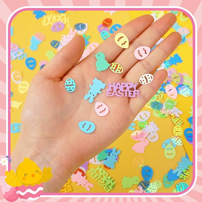 MARFOREVER Easter Confetti, Bunny Egg Rabbit Chicken Glitter Table Decorations - Image 2