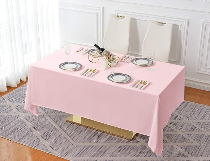 Surmente Pink Tablecloth 60 x 102-inch Rectangular Polyester Table Cloth - Image 3