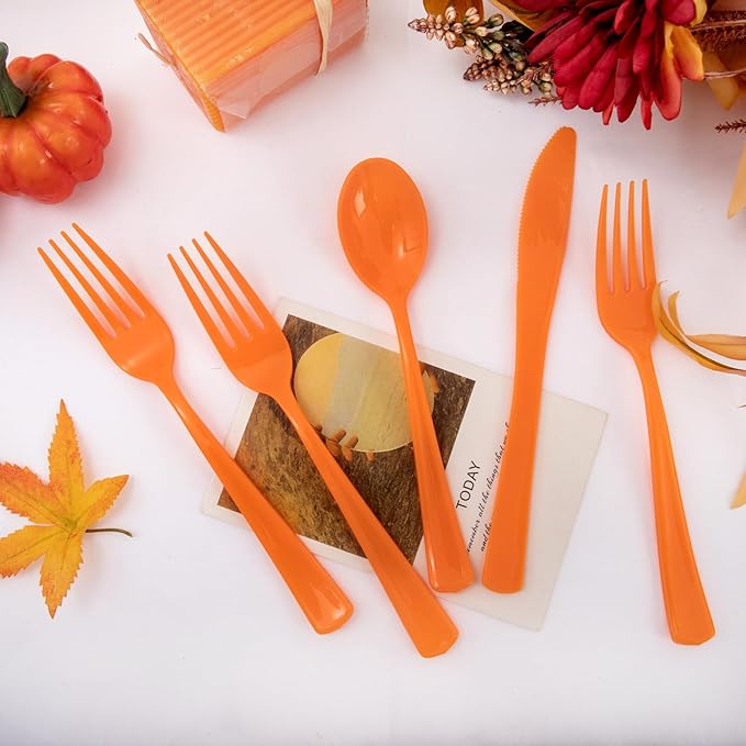 NOCCUR 180PCS Thanksgiving Plastic Silverware Disposable - Image 5
