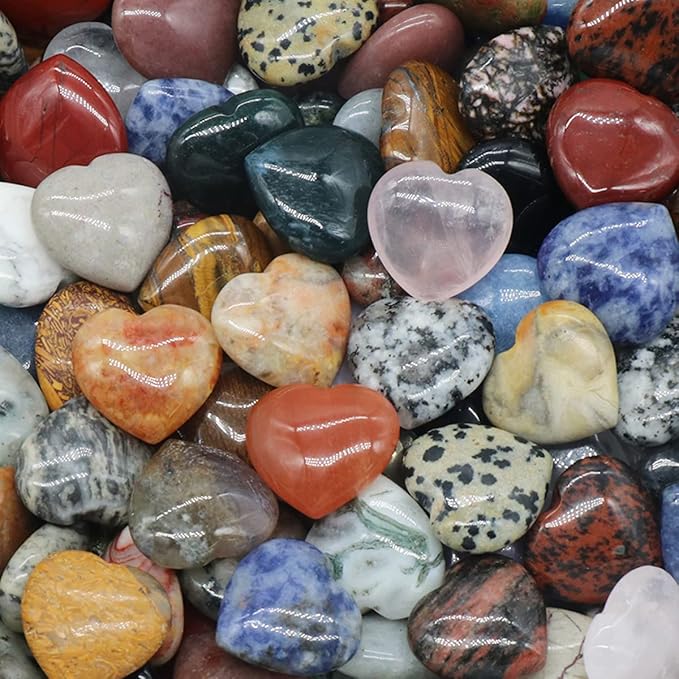 LE SKY 20 Pcs Natural Decorative Stones No Hole Heart Shape Healing Crystal - Image 7