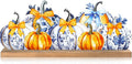 Fall Pumpkin Metal Sign Chinoiserie Pumpkin Table Decor Thanksgiving Tiered by thebeautifuldecoryouwant