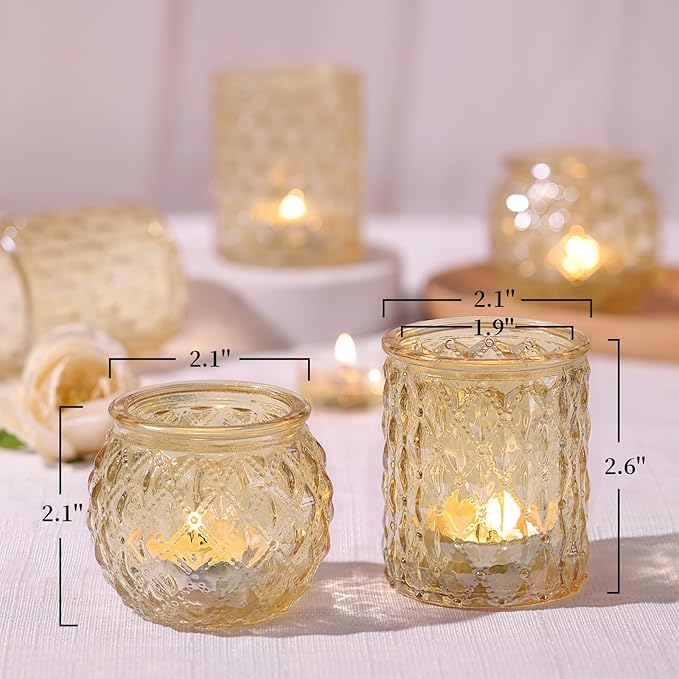12pcs Assorted Gold Votive Candle Holders, Tea Light Candle Holder - Image 2