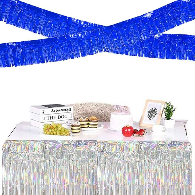 We Moment 6 Pack 10 Feet Blue Foil Fringe Garland Streamers Metallic Tinsel - Image 3
