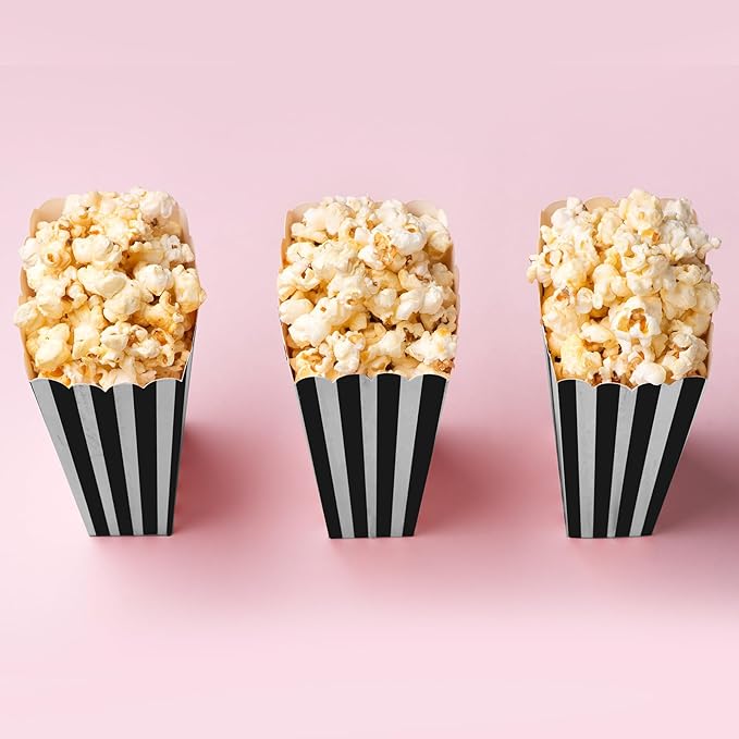 50 Pcs Popcorn Boxes Black and White Striped Cardboard Popcorn Container - Image 5