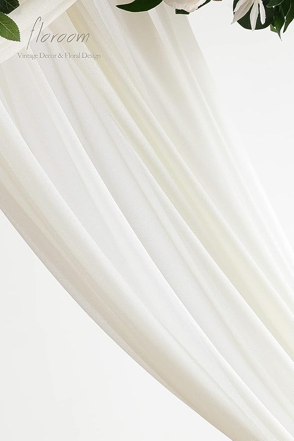 Floroom Wedding Arch Draping Fabric 2 Panels 20Ft Ivory Chiffon Fabric Drapes - Image 6