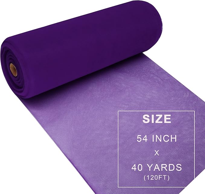 Purple Tulle Fabric Roll Spool Bolt Large Tulle Wedding Party Decoration - Image 3