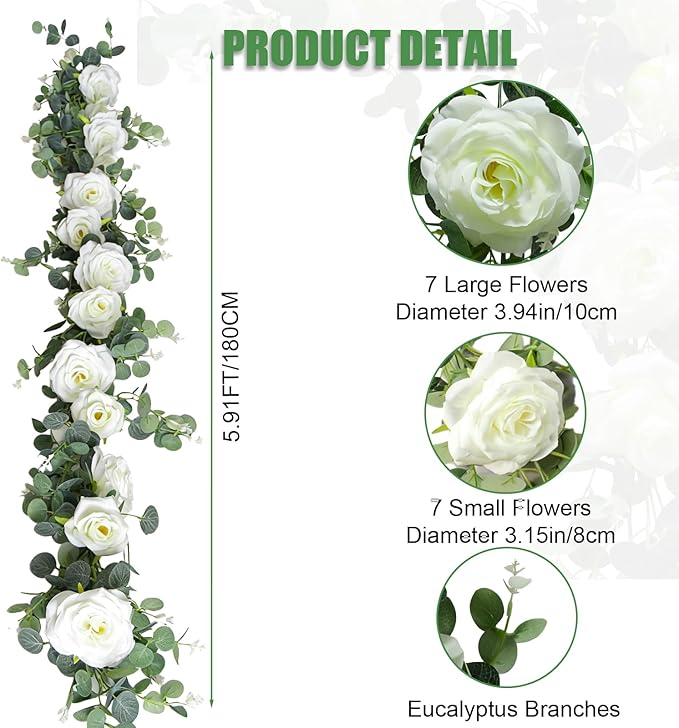 6FT Artificial Eucalyptus Garland - Image 2
