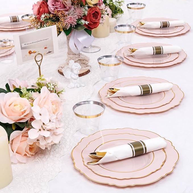 Liacere 350PCS Pink Plates Disposable - Image 4