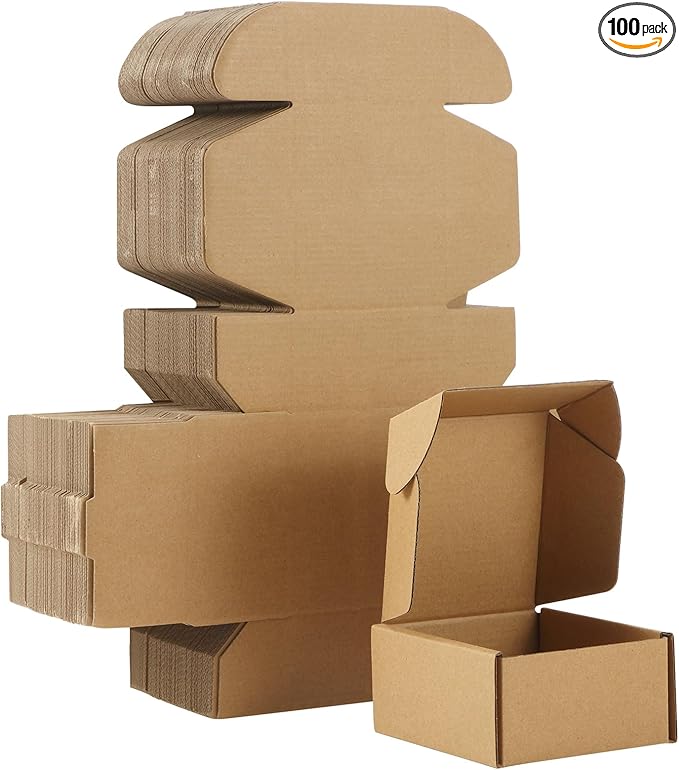 Qilery 100 Pcs Shipping Boxes Cardboard Gift Corrugated Cardboard Brown Boxes by Qilery