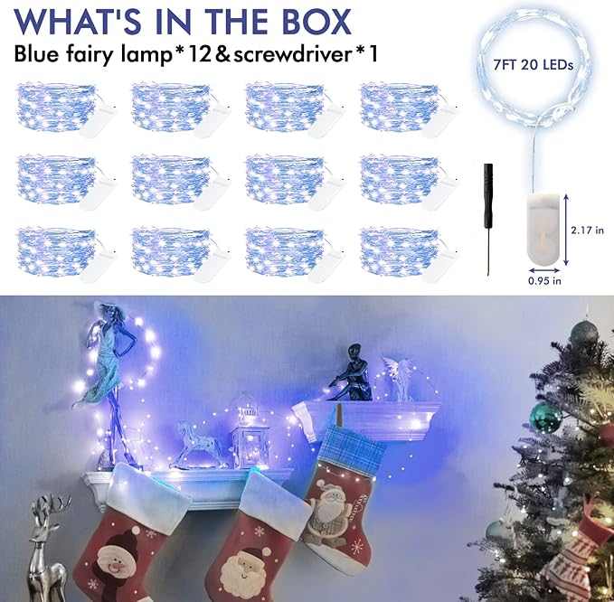 12 Pack Fairy Lights Battery Operated String Lights，7FT 20LED Waterproof Silver - Image 6