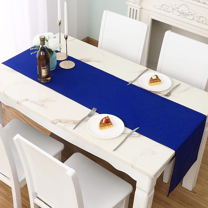 DUALIFE Royal Blue Table Runner 72 Inch Long Coublt Blue Color Handcrafted by DUALIFE