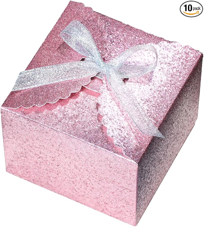 WEWILUCK Pink Glitter Gift Boxes – Foldable Paper Boxes by WEWILUCK