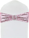 10 Pcs Chair Sashes Sequin Stretch Chair Bands Spandex Polyester Bows by LIZIMI