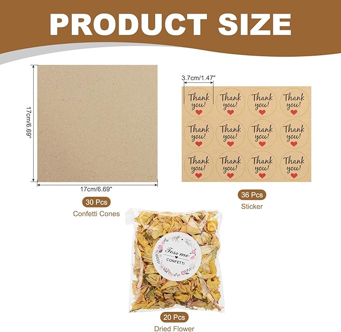 PATIKIL Dried Flower Confetti Cones, Light Yellow/Pink - Image 2
