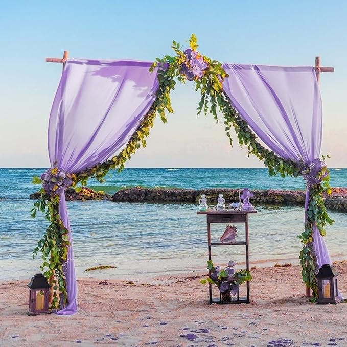 Wedding Arch Draping Fabric Lavender Purple Sheer Wedding Arch Drapes - Image 7