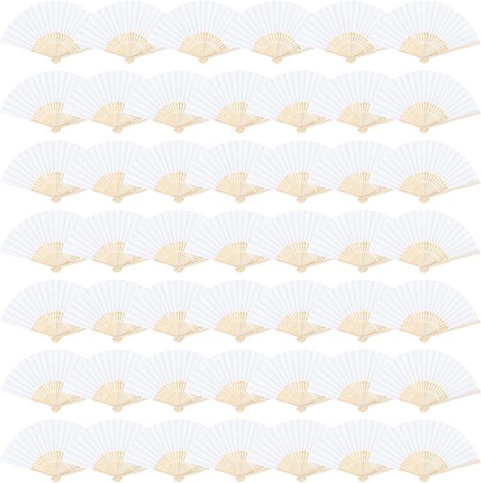 Aneco 48 Pieces Handheld Paper Fans Paper Folding Fans by Aneco