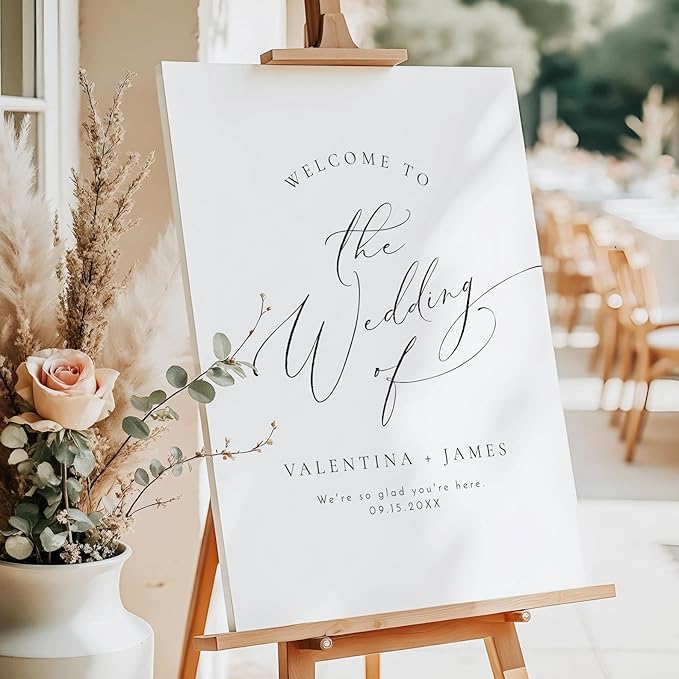 Personalized Wedding Welcome Sign, Elegant Minimalist Wedding Sign Signage 12" - Image 3