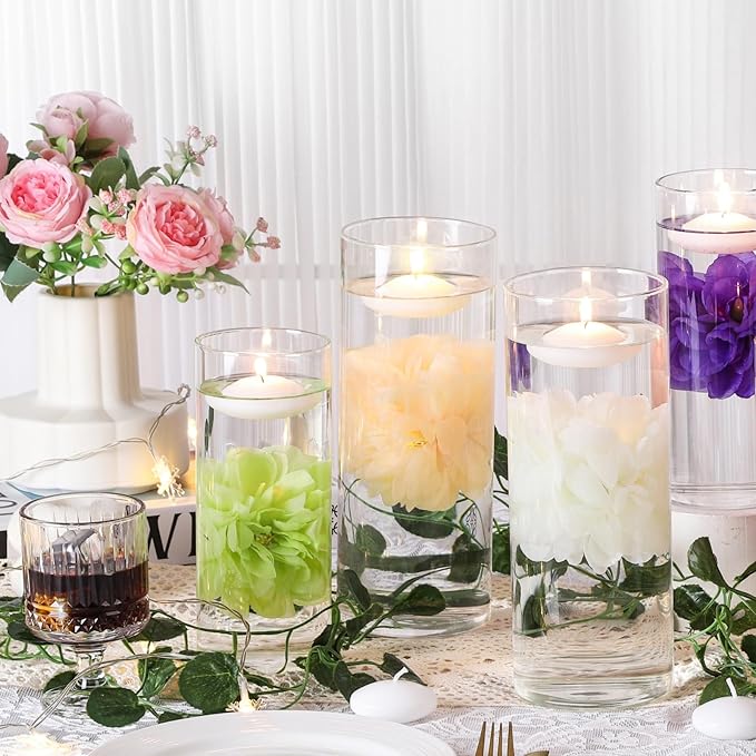 24 Pcs Floating Candles for Centerpieces and Floating Flowers for Centerpieces - Image 5