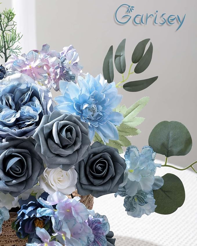Artificial Flowers Combo Box Set Dusty Blue Flowers - Image 6
