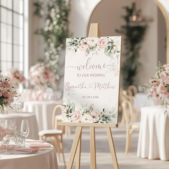 Welcome Wedding Signs, Soft Blush Pink Wedding Sign Decorations Signage 12" X - Image 2