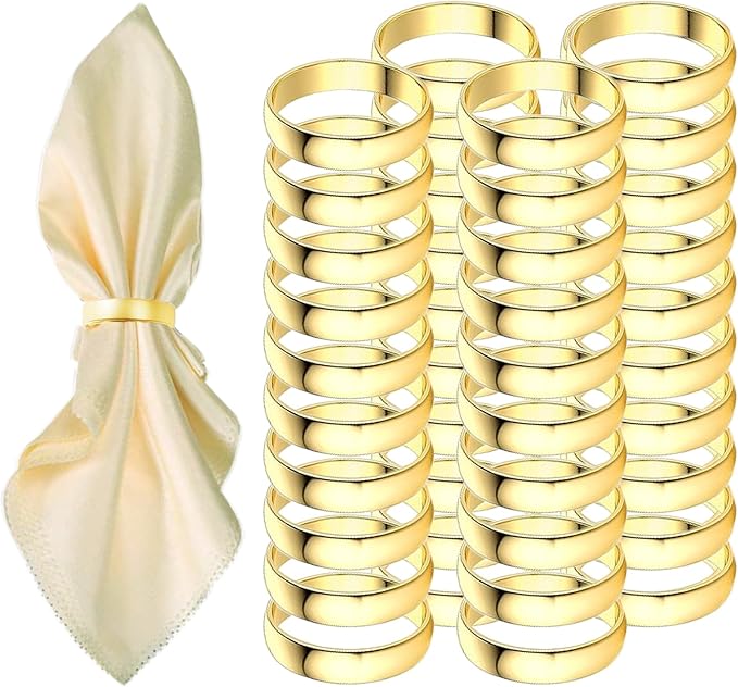 Gold Napkin Rings-40 Pcs Stainless Steel Napkin Rings, Metal Napkin Ring by GERILKAI