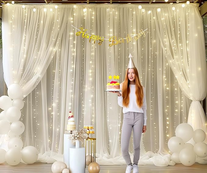 Ivory Tulle Backdrop Curtains - Image 3