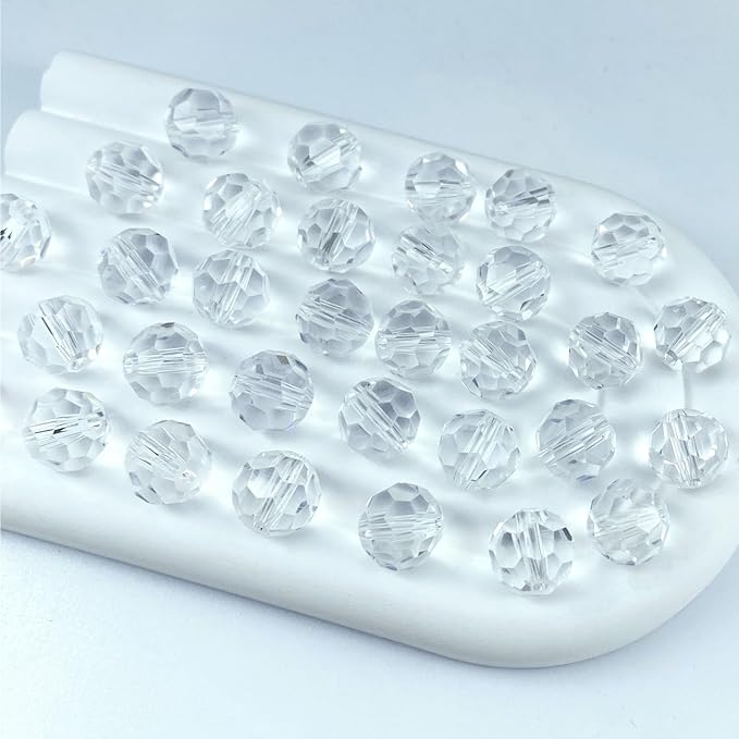100 PCS 8mm Crystal Glass Beads Round Multiple Faceted Loose Spacer Glass Beads by Tingoons