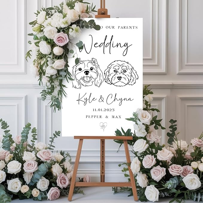 Personalized Pet Wedding Welcome Sign Using Pet Photo, Custom Dog Cat Welcome - Image 4