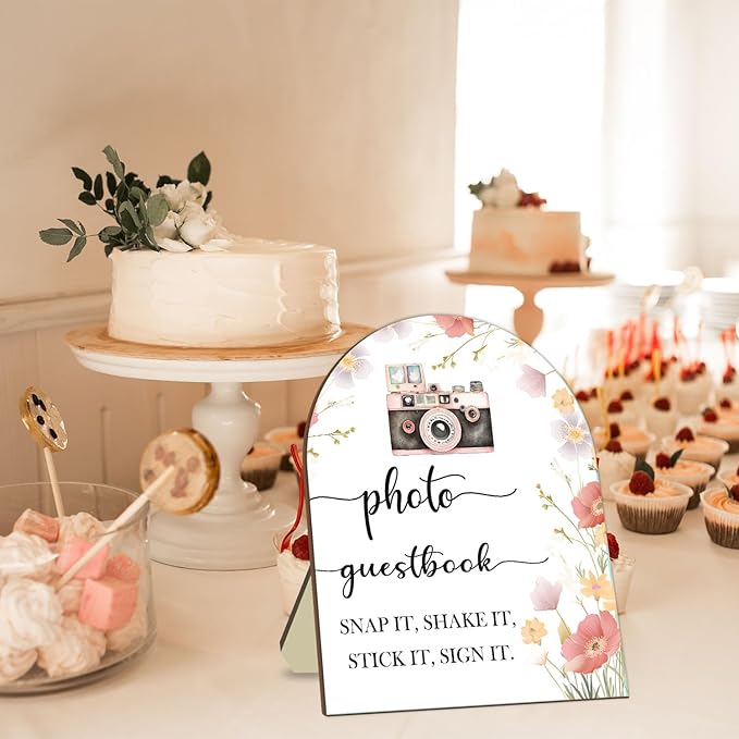 Wedding Photo Guestbook Desk Plaque, Floral Decor Party Welcome Sign, Bridal - Image 3