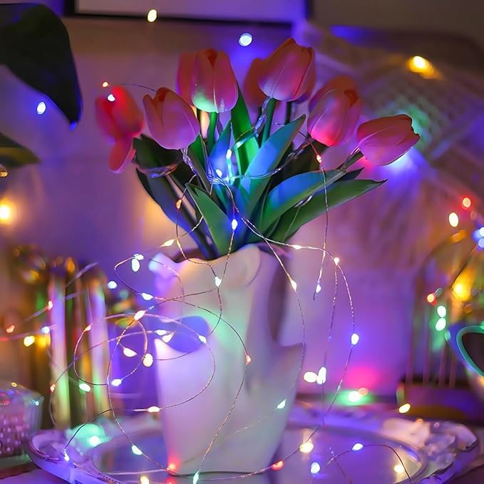 WATERGLIDE 12 Pack Colorful Fairy Lights Battery Operated, 7 ft 20 LED Mini - Image 4