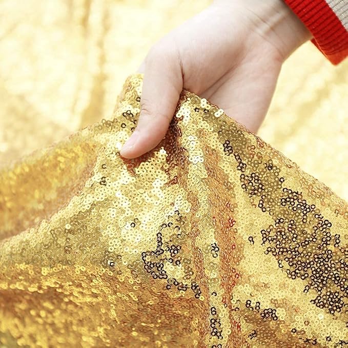 Poise3EHome Gold Sequin Backdrop Curtain 2 Panels 2ft x 8ft Gold Sequin Backdrop - Image 8