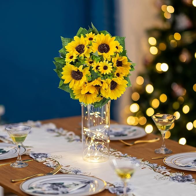 BLOSMON Sunflowers Artificial Flowers Centerpieces - Image 3