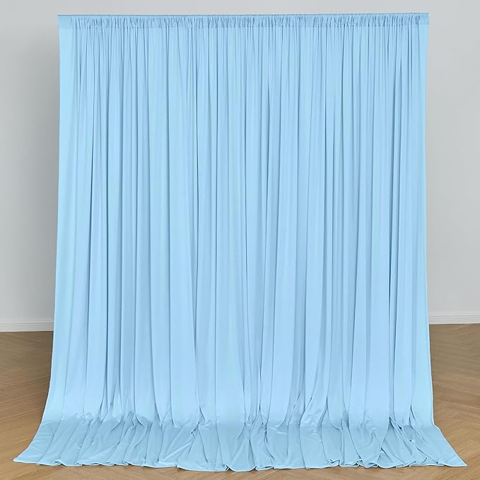 20 x 10ft Wrinkle Free Dusty Blue Backdrop Curtains - Image 2